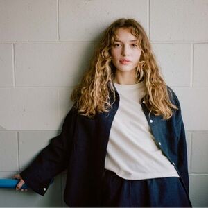 PRIORY The Overshirt in Natural Knit Indigo Size M/L